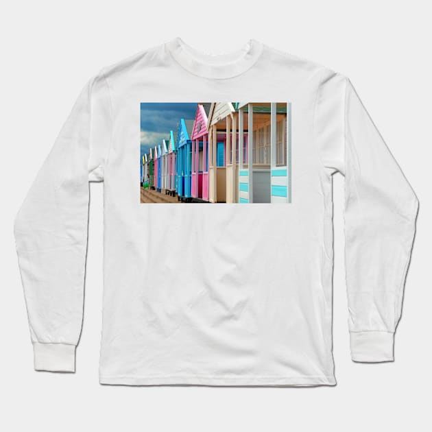 Southwold Beach Huts Suffolk England UK Long Sleeve T-Shirt by AndyEvansPhotos